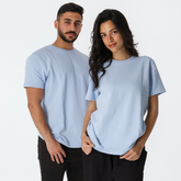 LIGHT BLUE RIBBED TEE