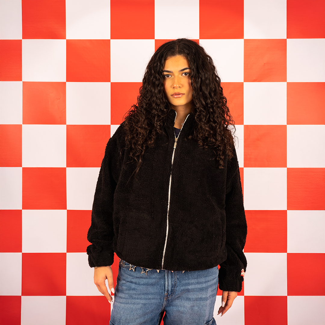 Black Faux Fur Bomber Jacket