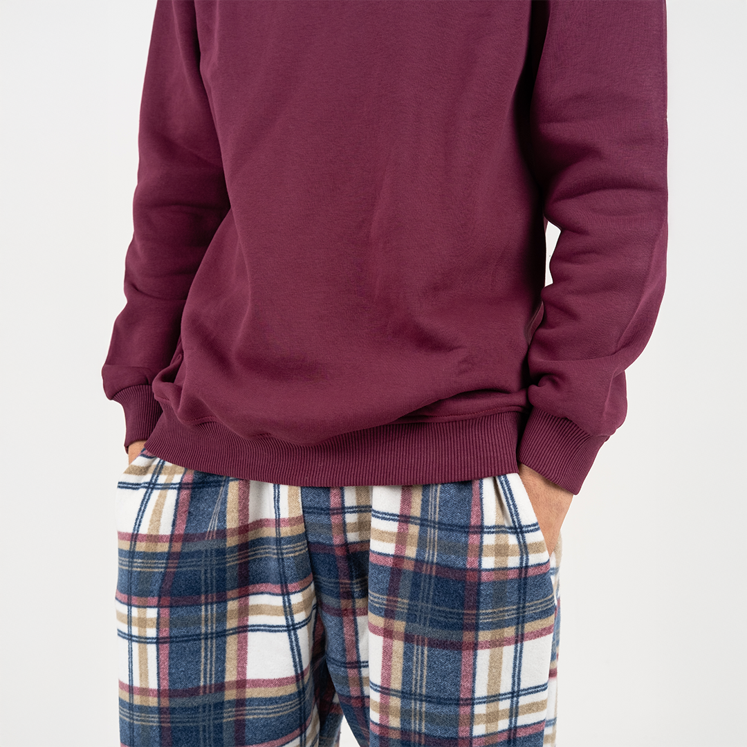 Navy / burgundy Plaid Winter Pyjama set