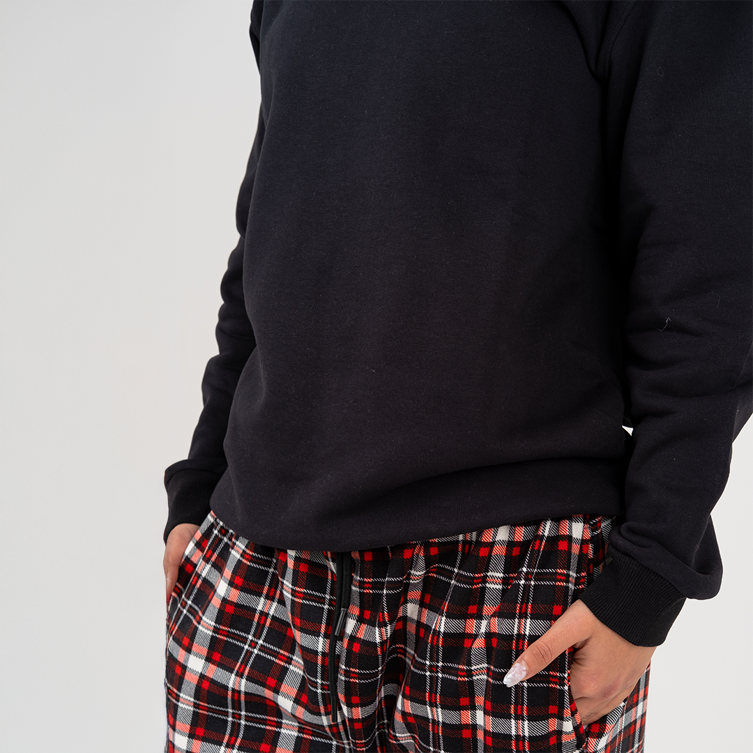 Black Red Plaid Winter Pyjama set