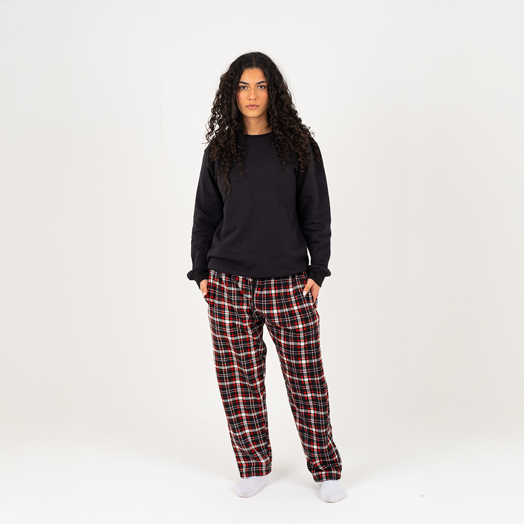 Black Red Plaid Winter Pyjama set