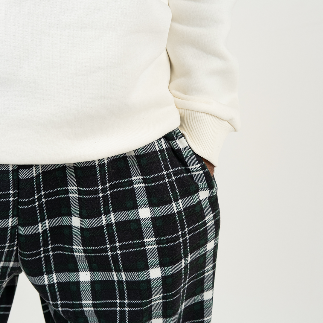 Royal Green Plaid Winter Pants