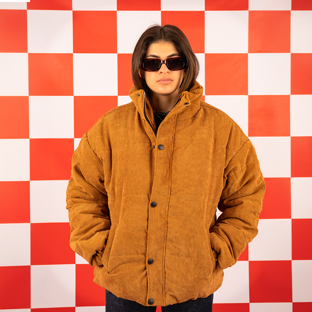 Camel Corduroy Bomber Jacket