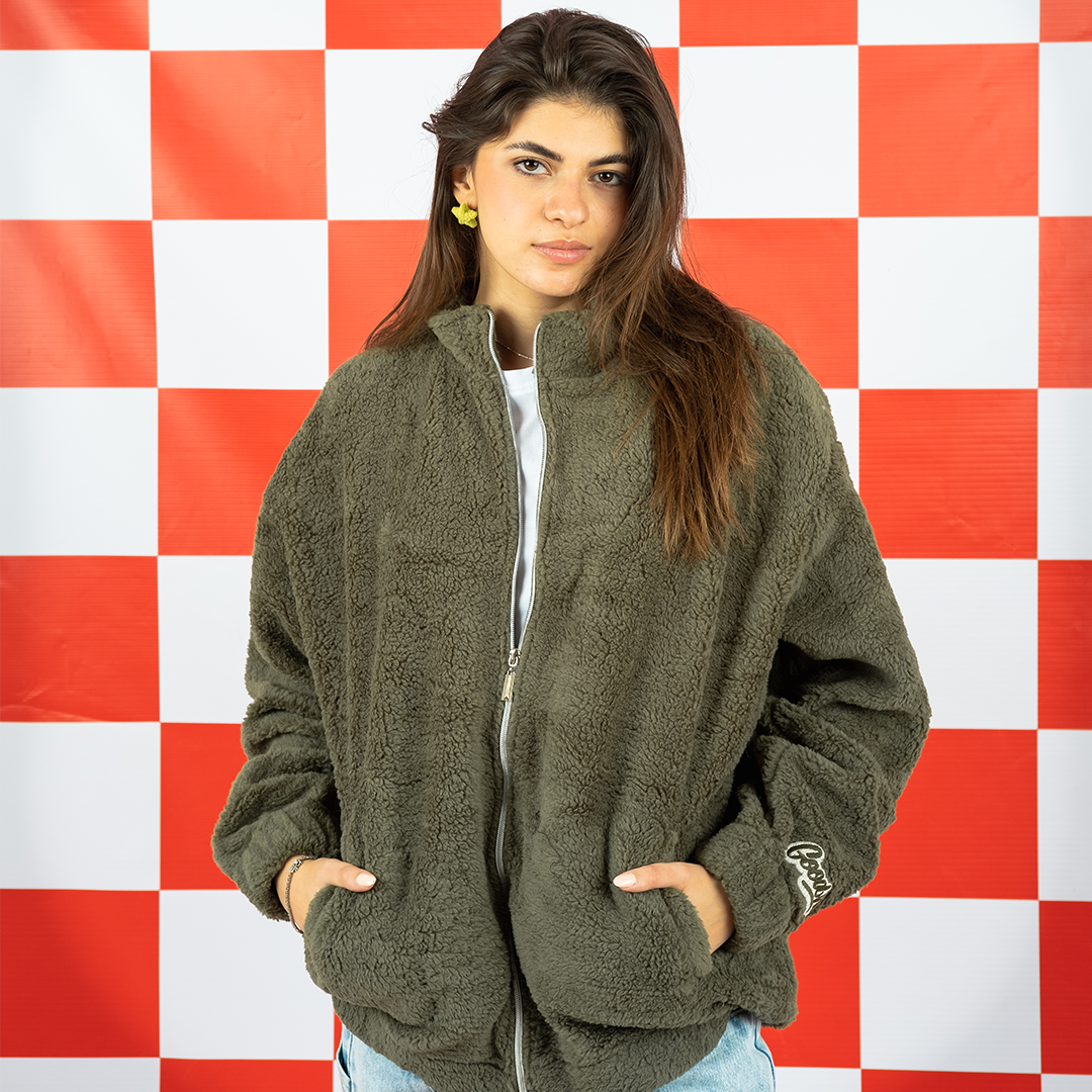 Olive Faux Fur Bomber Jacket