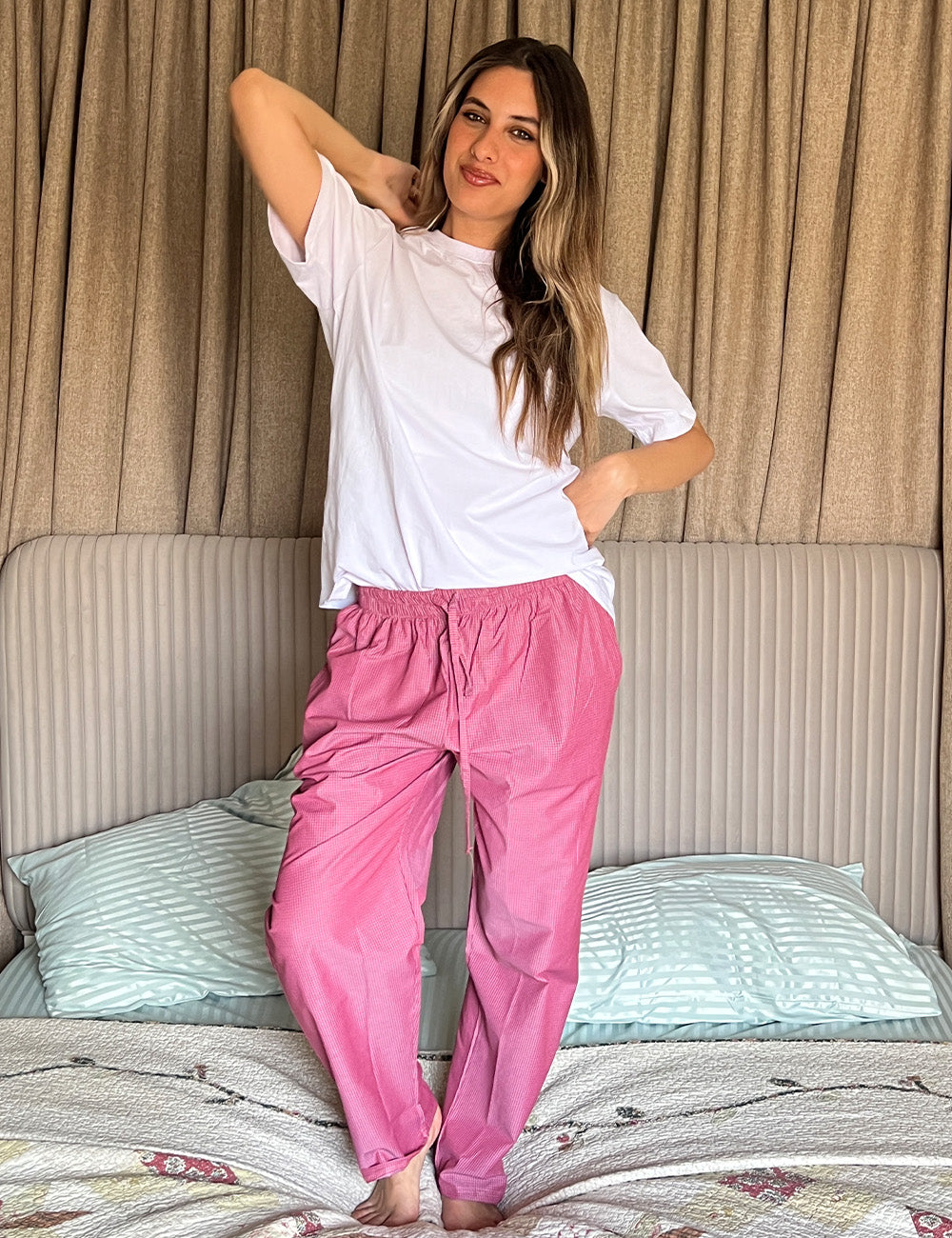 Maroon Checkered Pants Pyjama set