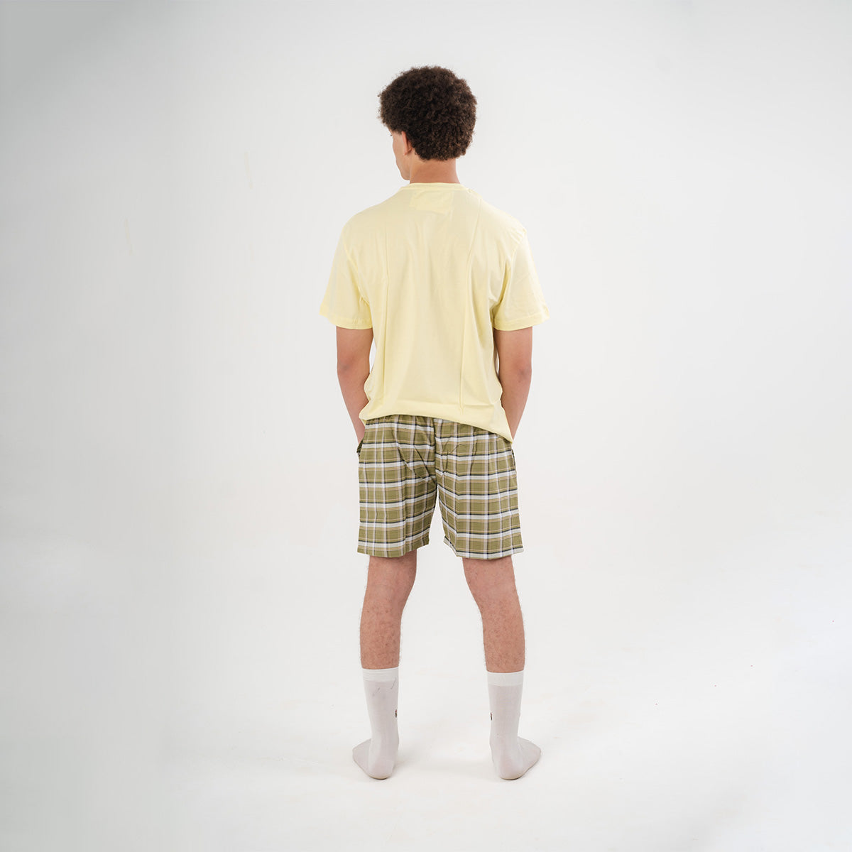 Olive Plaid Pyjama Shorts set