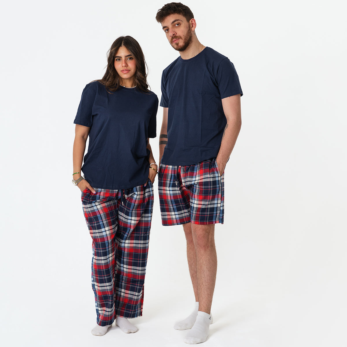 Navy Red Plaid Pyjama Pants set