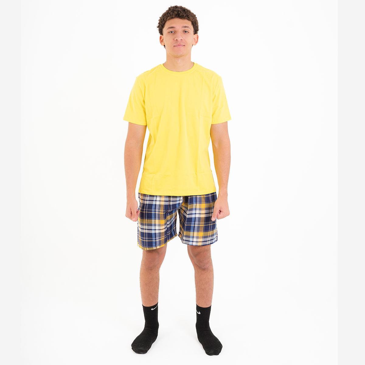 Mustard Plaid Pyjama Short set
