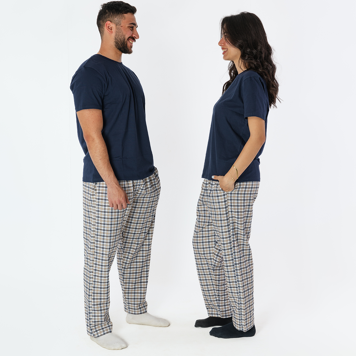 Beige Plaid Pyjama Pants set