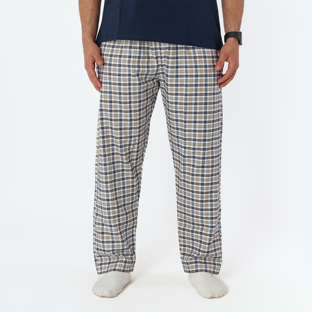 Beige Plaid Pyjama Pants set