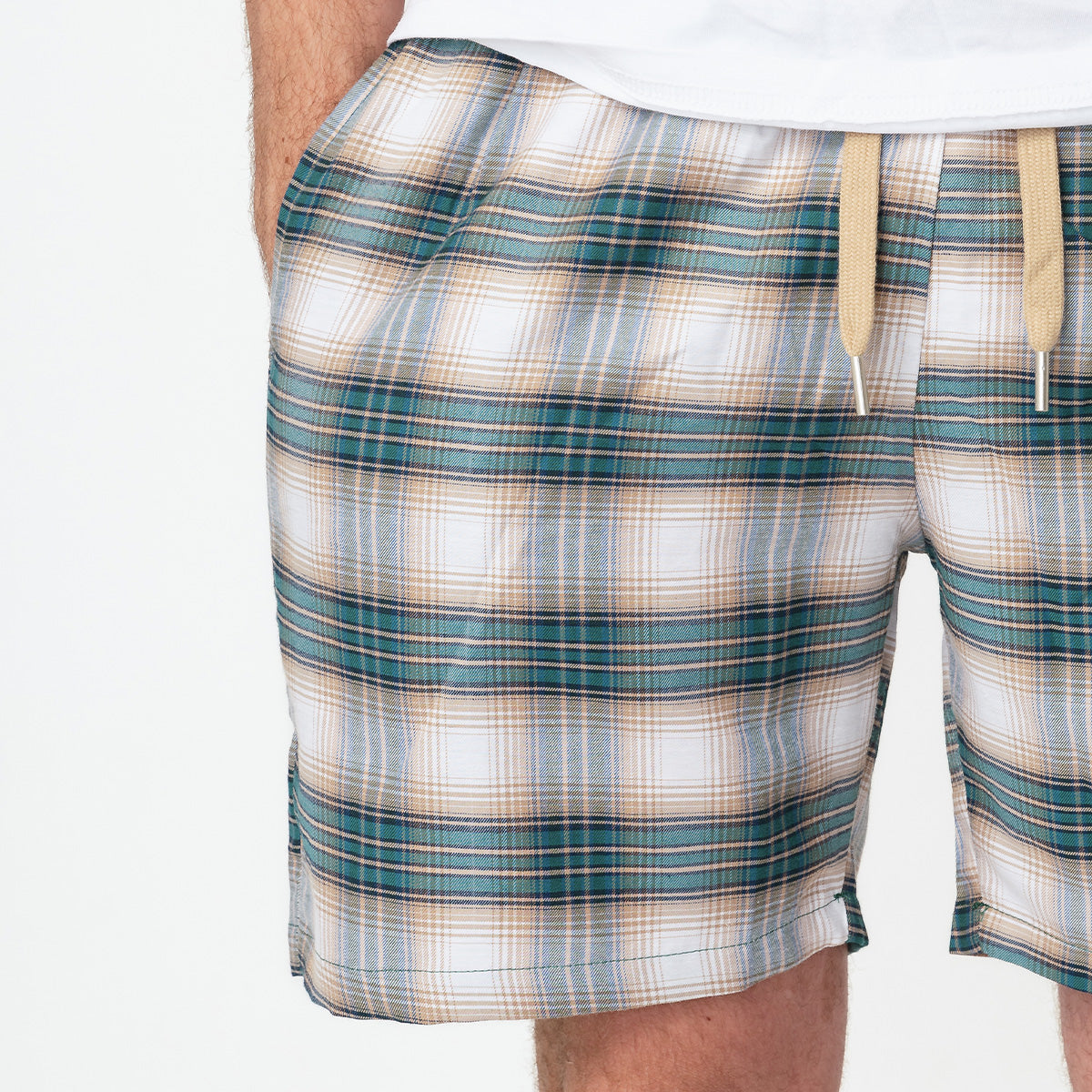 Beige Green Pyjama Short Set