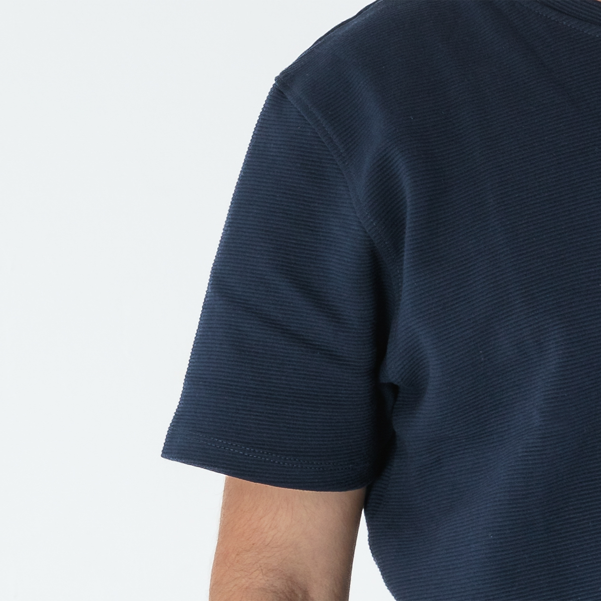 NAVY RIBBED TEE