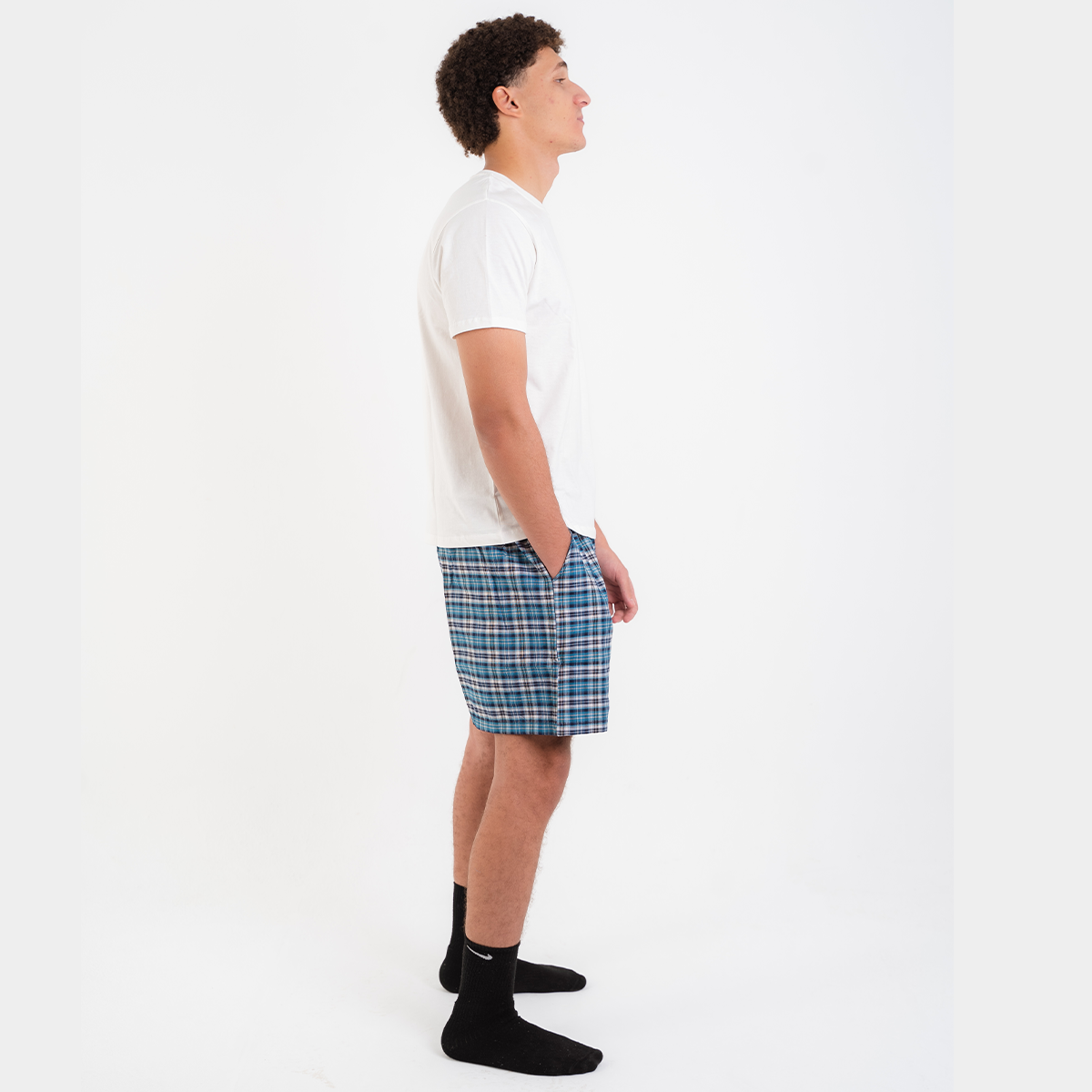 Turquoise Plaid Pyjama Short set