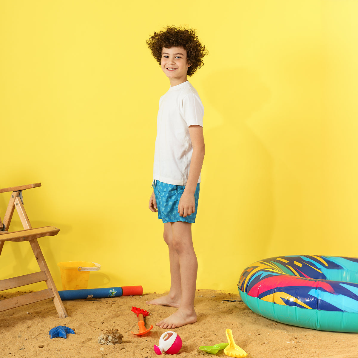 Kids Blue Turtles Swim Short