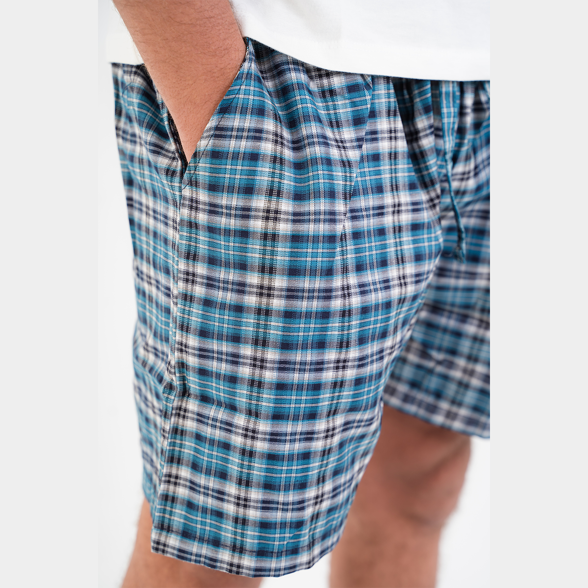Turquoise Plaid Pyjama Short set