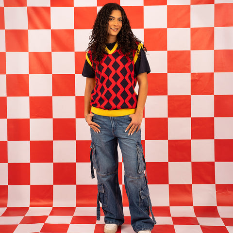 V Neck Argyle Vest