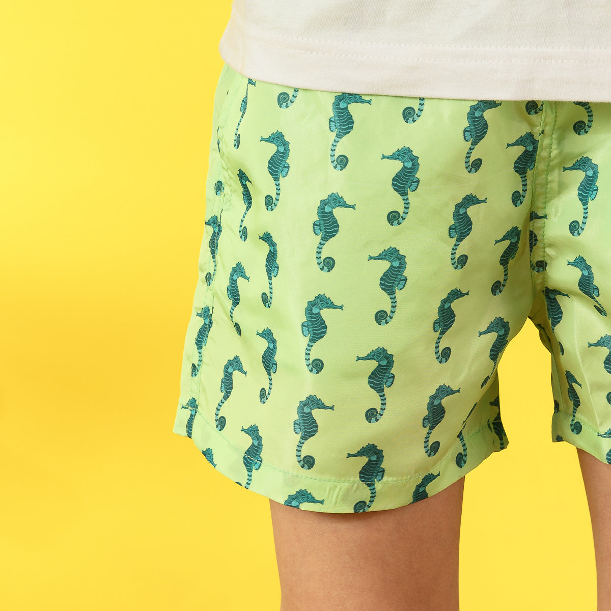 Kids Neon Seahorse Swim Short