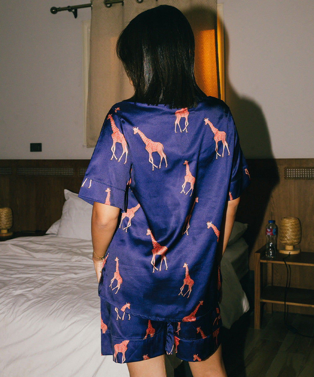 Giraffe Satin Pyjama Short Set
