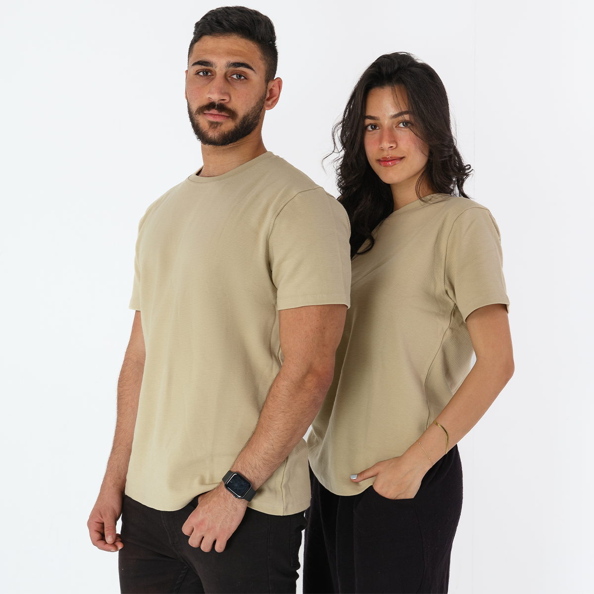BEIGE  RIBBED TEE