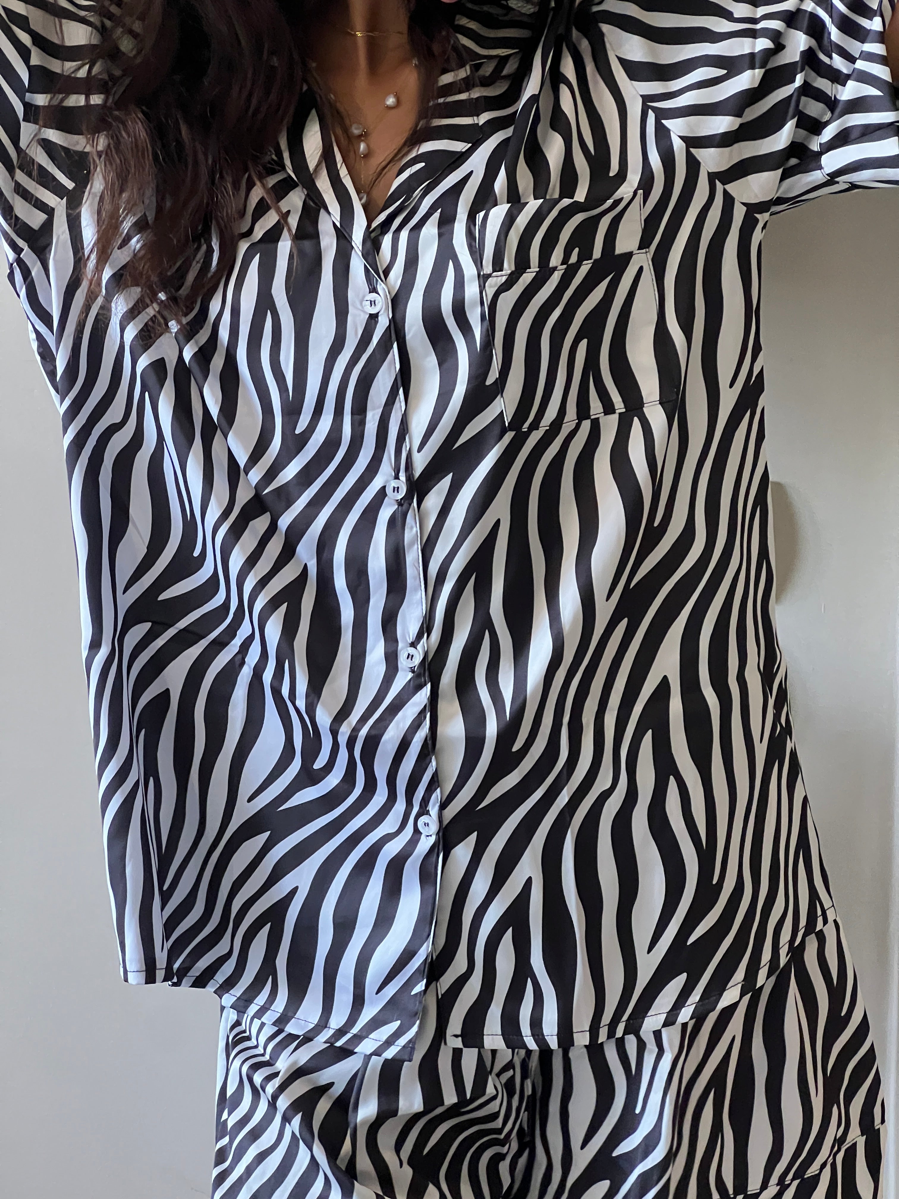 Zebra Satin Pyjama Short Set