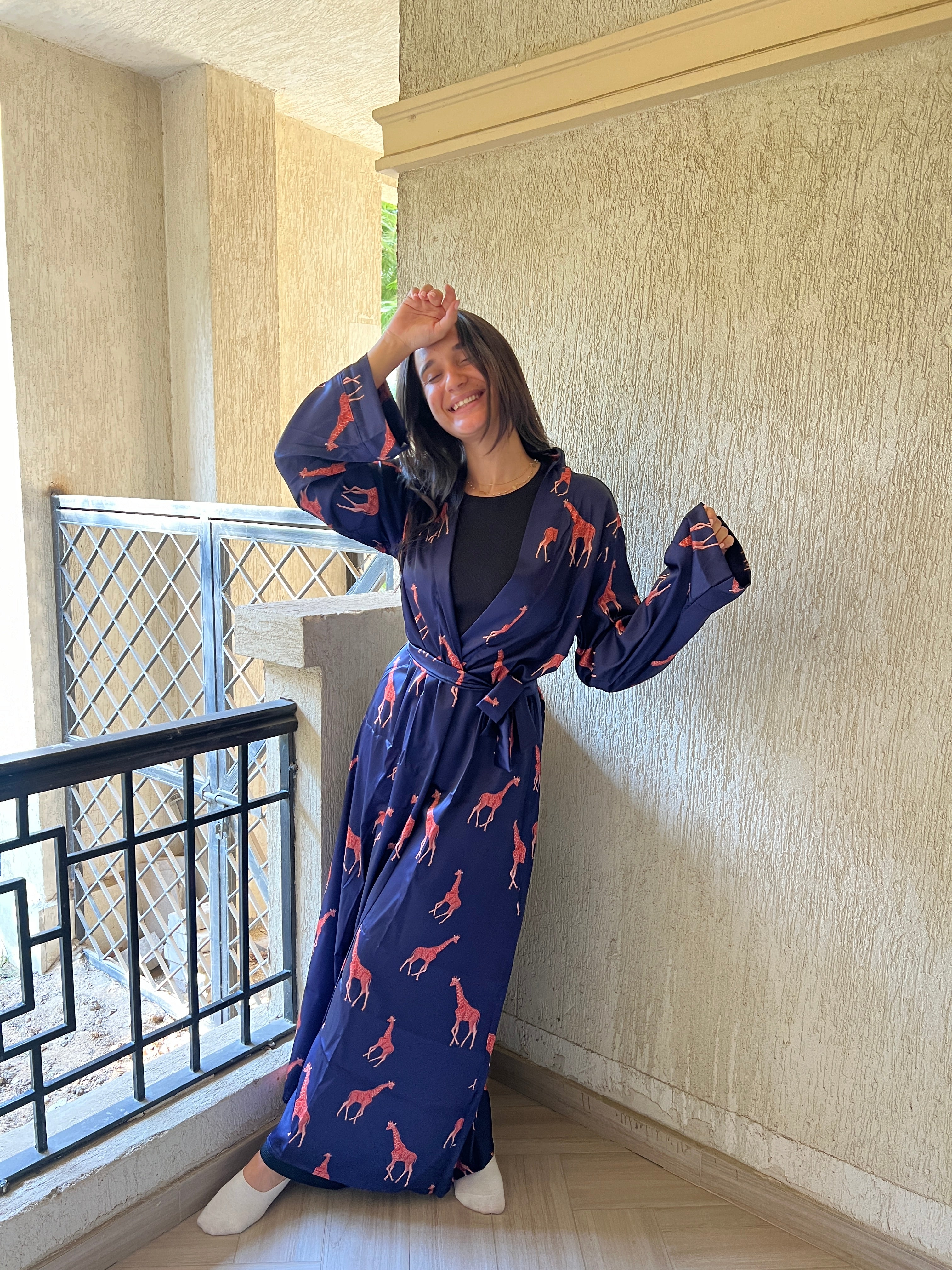 Giraffe Satin Robe