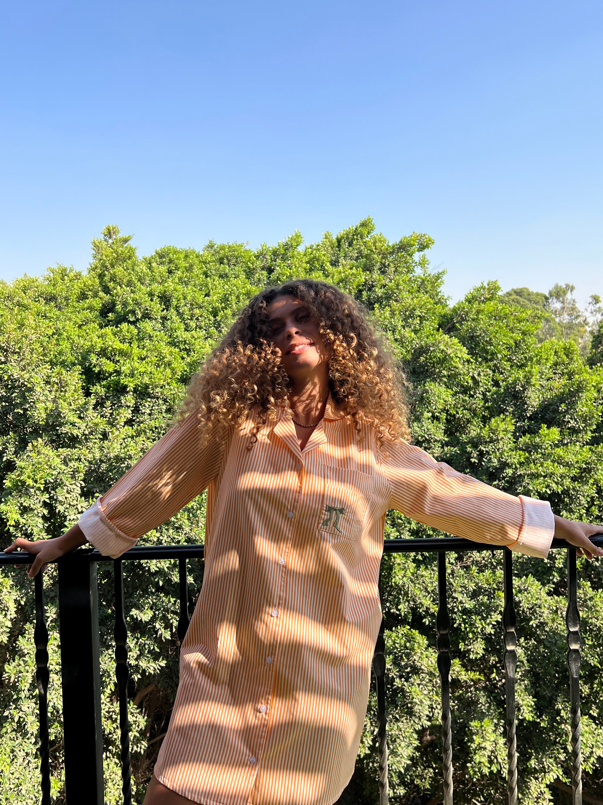 Striped Shirt Dress Orange
