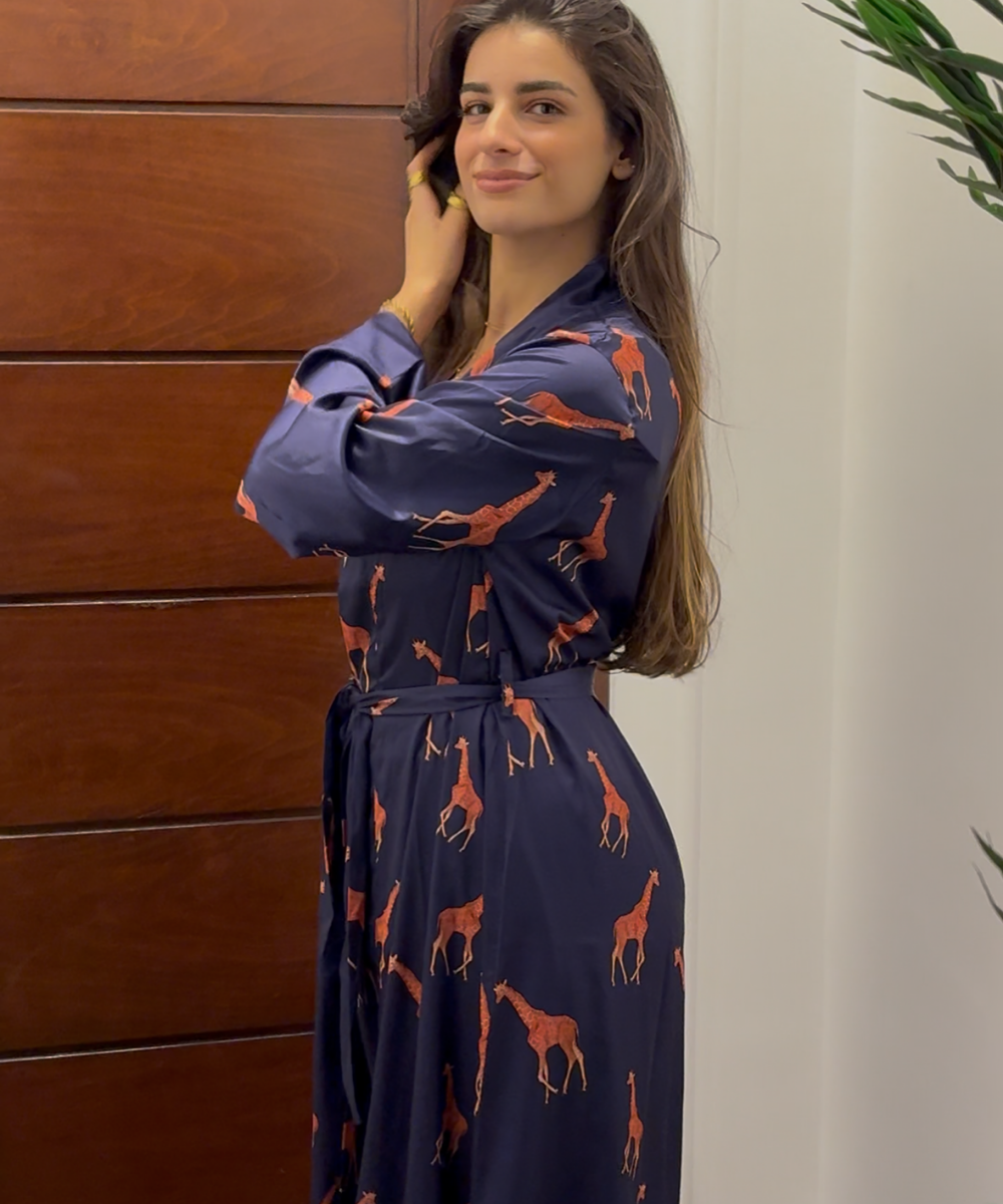 Giraffe Satin Robe