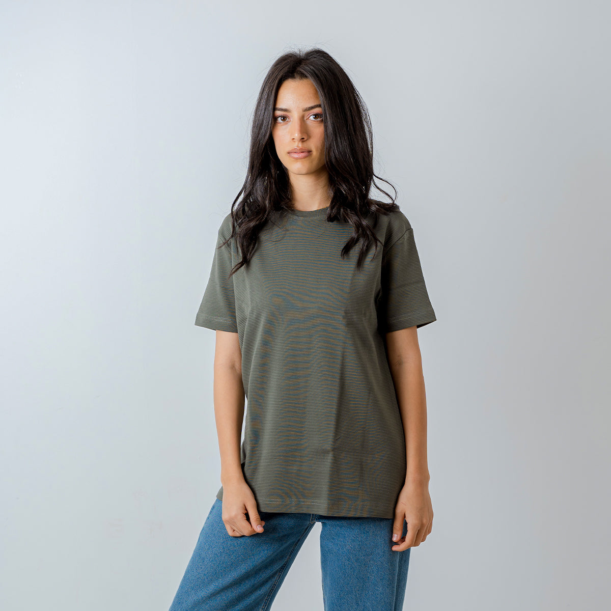 OLIVE RIBBED TEE