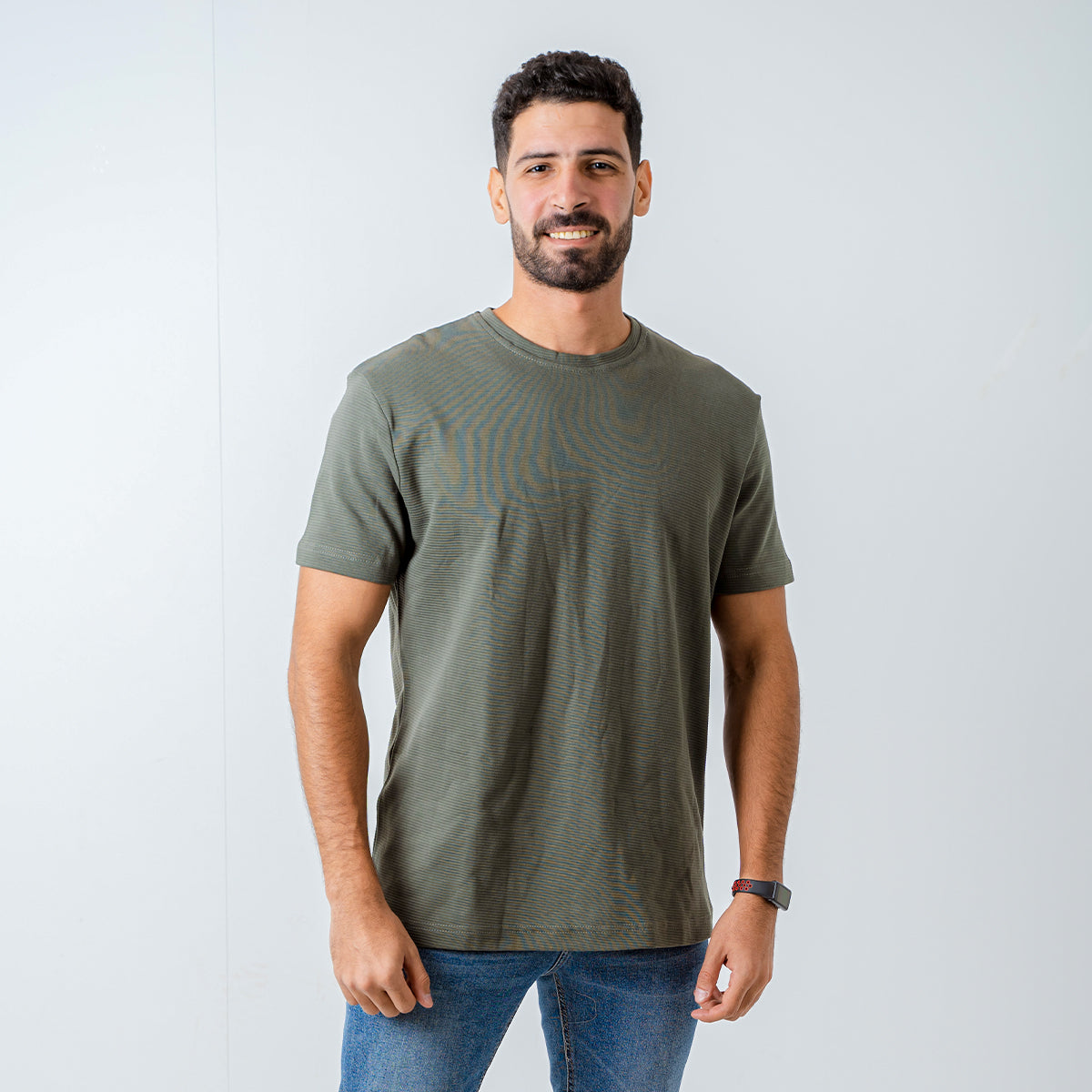 OLIVE RIBBED TEE