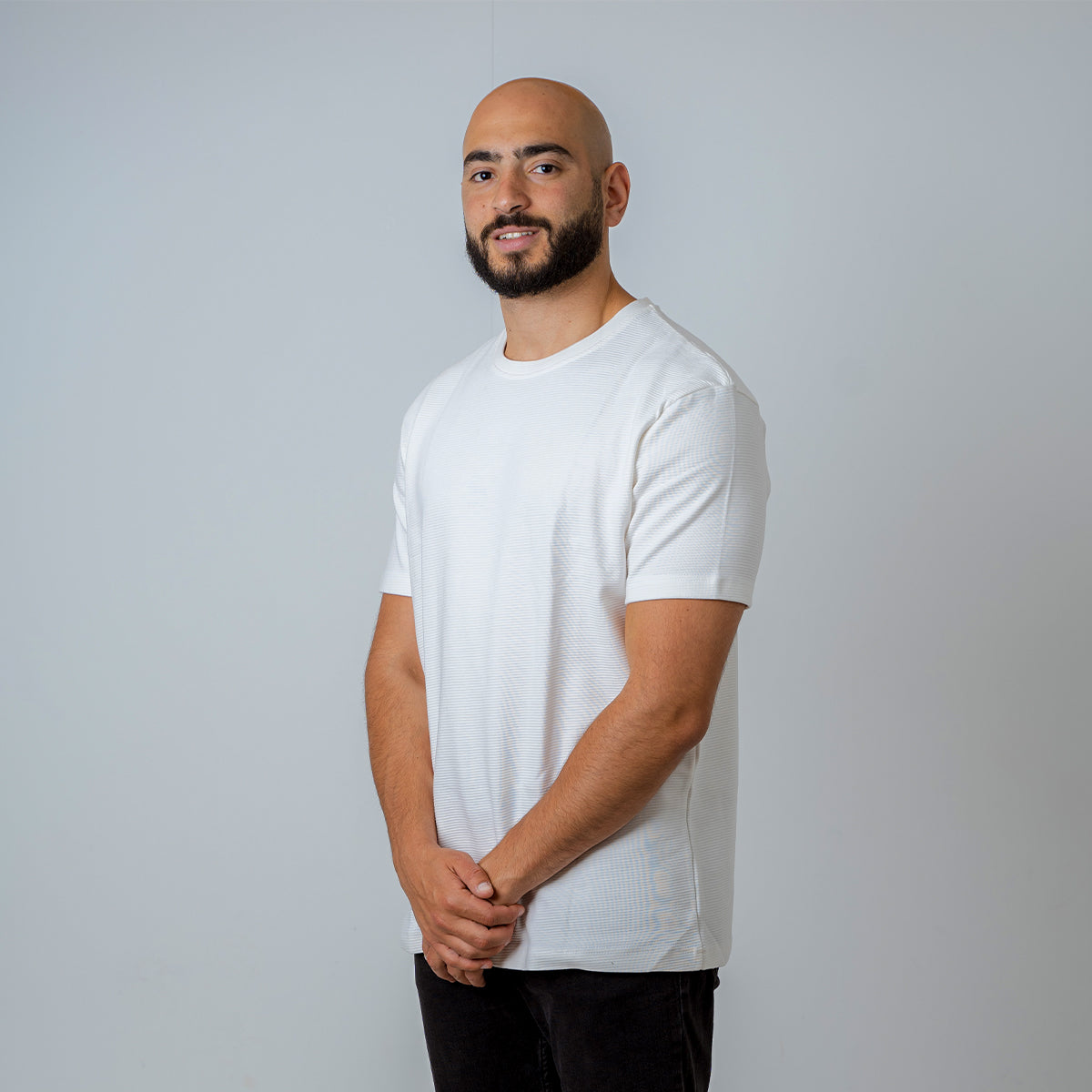 WHITE RIBBED TEE